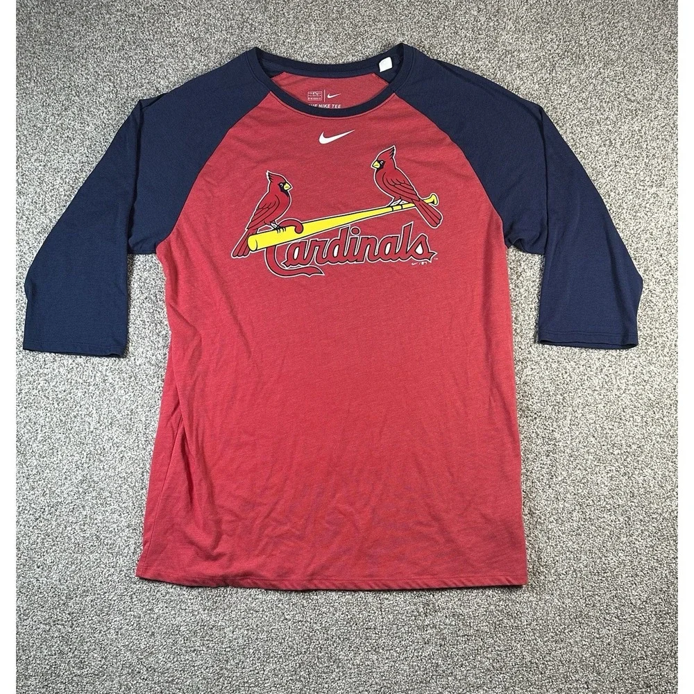 The Nike Tee MLB St. Louis Cardinals 3/4 Sleeve Baseball Tee Men's Size L Clean